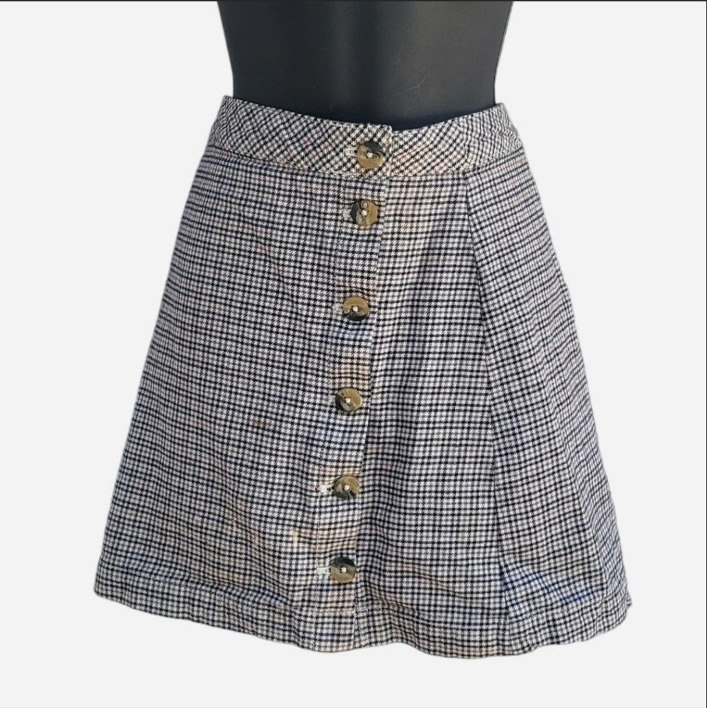 Plaid Button-Front Skirt